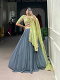 Gorgeous Grey Georgette Sequined Embroidered Lehenga Choli - women's fashion mart