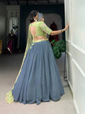 Gorgeous Grey Georgette Sequined Embroidered Lehenga Choli - women's fashion mart