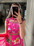 Elegant Designer Pink Printed Hand Worked Palazzo Suit - women's fashion mart