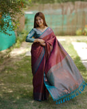 Maroon Kubera Pattu Kanjivaram Silk Saree - Default Title women's fashion mart