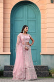 Baby Pink Colour Sequence Embroidery Work Lehenga Choli -Lehenga Choli Pink women's fashion mart