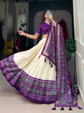 Elegant Tussar Silk Patola Printed Lehenga Choli Set -Lehenga Choli Royal Blue / Semi Stitched women's fashion mart