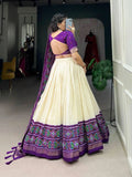 Elegant Tussar Silk Patola Printed Lehenga Choli Set -Lehenga Choli Royal Blue / Semi Stitched women's fashion mart