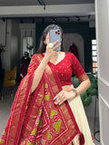 Elegant Tussar Silk Patola Printed Lehenga Choli Set -Lehenga Choli Royal Blue / Semi Stitched women's fashion mart