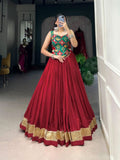 Enchanting Pure Rayon Embbosed Design Lehenga Choli -Lehenga Choli Maroon / M women's fashion mart