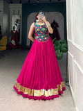 Enchanting Pure Rayon Embbosed Design Lehenga Choli -Lehenga Choli Pink / M women's fashion mart