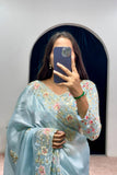 Glam Jimmy Choo Fabric Embroidered Saree with Designer Blouse - Default Title women's fashion mart
