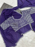 Embroidered Cording Work Ready-to-Wear Saree with Matching Embroidery Blouse - Default Title women's fashion mart