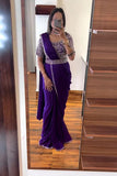 Embroidered Cording Work Ready-to-Wear Saree with Matching Embroidery Blouse - Default Title women's fashion mart