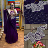 Nayantara Embroidered Lehenga Saree with Stitched Blouse - Default Title women's fashion mart