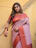 Dusty Pink Kubera Pattu Kanjivaram Silk Saree - Default Title women's fashion mart