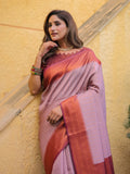 Dusty Pink Kubera Pattu Kanjivaram Silk Saree - Default Title women's fashion mart