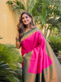 Magenta Pink Kubera Pattu Kanjivaram Silk Saree - Default Title women's fashion mart