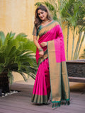 Magenta Pink Kubera Pattu Kanjivaram Silk Saree - Default Title women's fashion mart