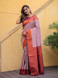 Dusty Pink Kubera Pattu Kanjivaram Silk Saree - Default Title women's fashion mart