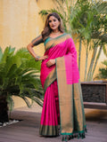 Magenta Pink Kubera Pattu Kanjivaram Silk Saree - Default Title women's fashion mart