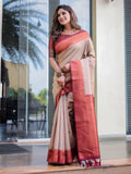 Beige Kubera Pattu Kanjivaram Silk Saree - Default Title women's fashion mart