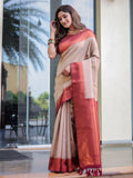 Beige Kubera Pattu Kanjivaram Silk Saree - Default Title women's fashion mart