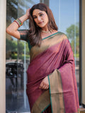 Mauve Pink Kubera Pattu Kanjivaram Silk Saree - Default Title women's fashion mart