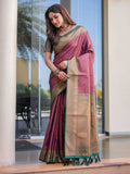 Mauve Pink Kubera Pattu Kanjivaram Silk Saree - Default Title women's fashion mart