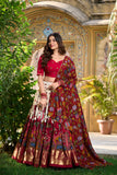 Kiara Dark White Silk Kalamkari Lehenga with Luxe Foil Border - XXL women's fashion mart