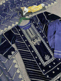 Royal Velvet Charm - Winter Cording Sequence Embroidery Suit - S women's fashion mart