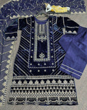Royal Velvet Charm - Winter Cording Sequence Embroidery Suit - S women's fashion mart