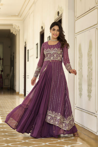 Georgette Embroidered Choli Set with Shrug & Lehenga - XXL women's fashion mart