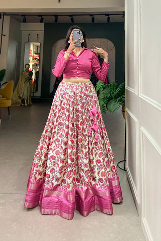 Tradition With Modern Floral Prints Dola Silk Lehenga Choli - XXL women's fashion mart