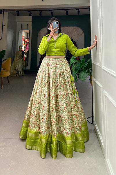 Tradition With Modern Floral Prints Dola Silk Lehenga Choli - XXL women's fashion mart