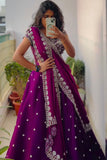 Royal Purple Embroidered Lehenga Set with Stitched Blouse - XXL women's fashion mart