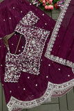 Royal Purple Embroidered Lehenga Set with Stitched Blouse - XXL women's fashion mart
