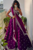 Royal Purple Embroidered Lehenga Set with Stitched Blouse - XXL women's fashion mart