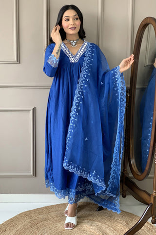 Anarkali Silk Kurti Set with Organza Dupatta - XXL women's fashion mart
