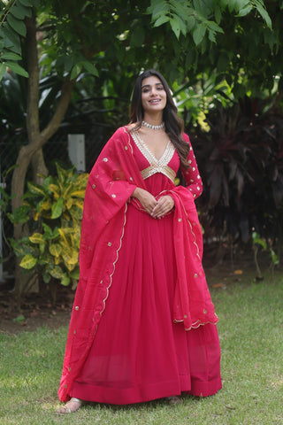Noor Alia Cut Gown with Dupatta - 4XL women's fashion mart
