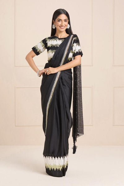 Georgette Black Party Wear Embroidery Sequence Work Saree - Default Title women's fashion mart
