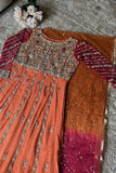 Orange Sequins & Zari Embroidered Anarkali Gown - S women's fashion mart