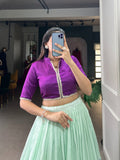 Precious Purple Cotton Silk Floral Printed Lehenga Choli  women's fashion mart
