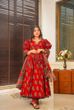 Floral Kurti Set with Tassels and Dori Work - S women's fashion mart