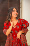 Floral Kurti Set with Tassels and Dori Work - S women's fashion mart