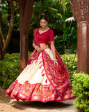 Elegant Designer Tussar Silk Patola Printed Lehenga Choli Set - women's fashion mart
