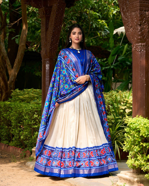 Elegant Designer Tussar Silk Patola Printed Lehenga Choli Set - women's fashion mart