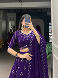 Mesmerizing Purple Georgette Embroidered Lehenga Choli - women's fashion mart