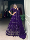 Mesmerizing Purple Georgette Embroidered Lehenga Choli - women's fashion mart