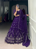 Mesmerizing Purple Georgette Embroidered Lehenga Choli - women's fashion mart