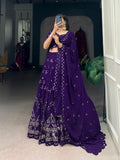 Mesmerizing Purple Georgette Embroidered Lehenga Choli - women's fashion mart