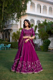 Royal Plum Embroidered Lehenga Choli Set - women's fashion mart