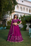 Royal Plum Embroidered Lehenga Choli Set - women's fashion mart