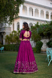 Royal Plum Embroidered Lehenga Choli Set - women's fashion mart