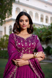 Royal Plum Embroidered Lehenga Choli Set - women's fashion mart